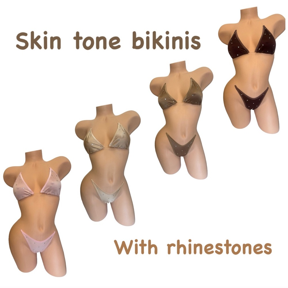 Rhinestone Bikini Sets in Skin Tones